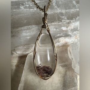 14k Gold Filled Lodolite Garden Quartz Necklace Pendant